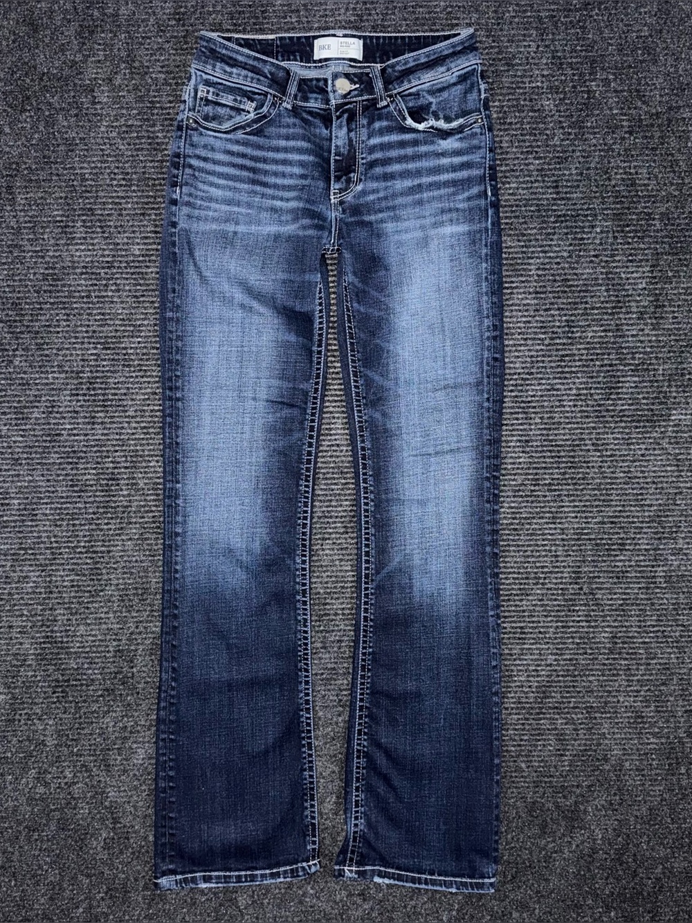 Buckle BKE Stella Mid Rise Slim Fit Bootcut Stretch Jeans 26 x 31.5 Dark Wash